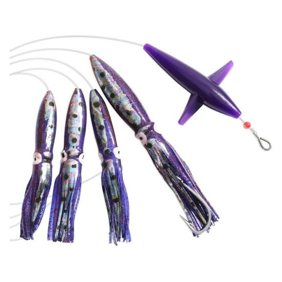 Saltwater Squid Trolling Lure for Marlin Tuna Mahi Dolphin Durado Wahoo Trolling Lures Free Mesh Bag Offshore Big Game Lures Black(Purple)