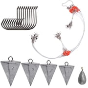 Saltwater Surf Fishing Tackle Kit - Saltwater Surf Fishing Rigs Include Wire Leader Pyramid Sinker Weight Bass Casting Sinker Circle Hooks Accessories