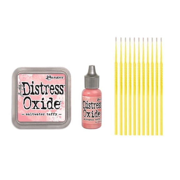 Ranger Tim Holtz Distress Oxide Ink Pad and Coordinating Reinker Bundle - Saltwater Taffy - with Trebbies Detail Sticks