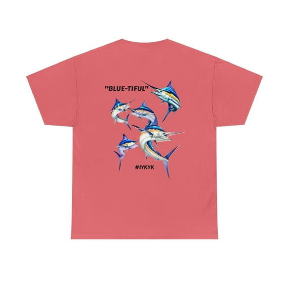 SaltwaterRagz BLUE MARLIN Graphic T-Shirt – Classic Fit for Men, Women, and Kids Shirts–Coral Silk