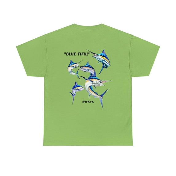 SaltwaterRagz BLUE MARLIN Graphic T-Shirt – Classic Fit for Men, Women, and Kids Shirts–Lime