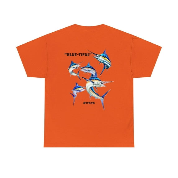 SaltwaterRagz BLUE MARLIN Graphic T-Shirt – Classic Fit for Men, Women, and Kids Shirts–Orange