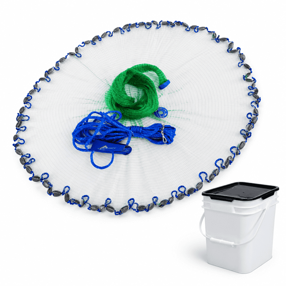 Saltwatern Fishing Cast Net 3/8inch Size For Bait Shrimp Fish Heavy Duty Sinkers Throw 3ft/4ft/5ft/6ft/7ft/8ft/9ft/10ft Radius