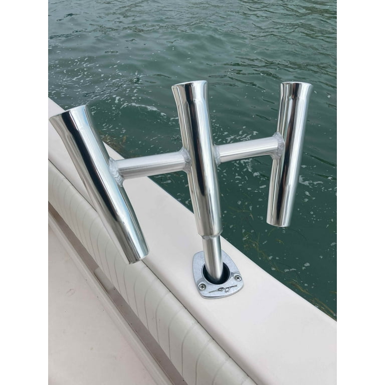 Salty Adventures 3-Way Fishing Rod Holder (Clear Anodize) - Kite Rod Holder