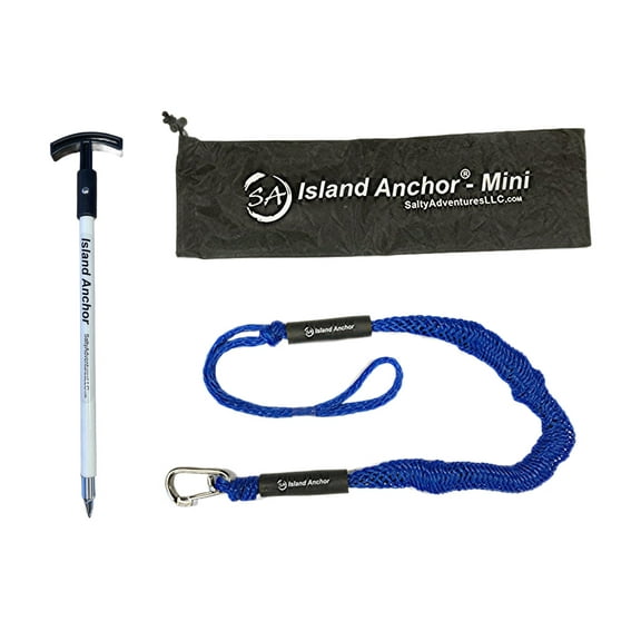 Salty Adventures Island Mini Stainless Steel 18 Inch Boating Anchor with 4 Foot Bungee Dock Line