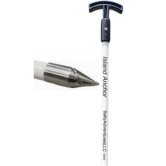 Salty Adventures White Rust-Resistant Stainless Steel Fiberglass Shallow Water Anchor Pole