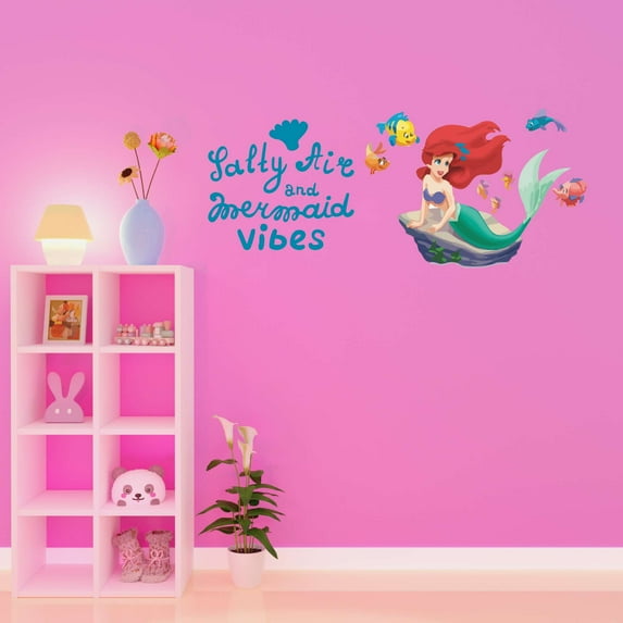 Salty Air Mermaid Oyster Shell Vibes Seahorse Statfish Urchin Shell Princess Starfish Creatures Queen Sweet Dreams Bedtime Unicorn Lovely Dream Wall Decal Sticker - Size: 40 In X 16 In