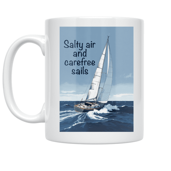 Salty Air and Carefree Sails - Sailing Lifestyle Enthusiast - 11 oz Ceramic Coffee Mug