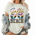 thumbnail image 1 of Salty Beach Pattern T Shirt Summer Beach Party Graphic Tees Summer Vibes Palm Classy Cotton Graphic Tops For Women White,S, 1 of 5