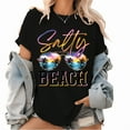thumbnail image 1 of Salty Beach Pattern T Shirt Summer Beach Party Graphic Tees Summer Vibes Palm Tops For Women Black,2XL, 1 of 5