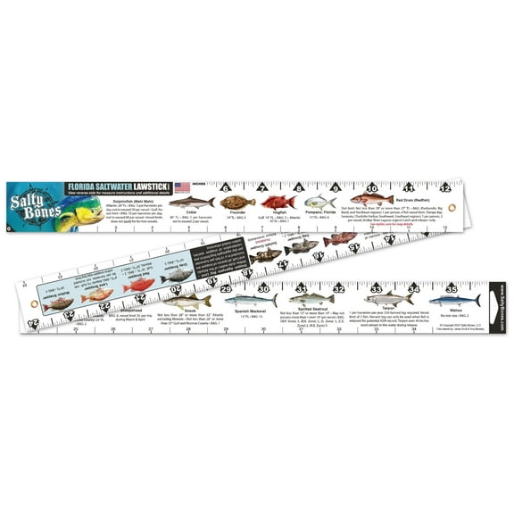 Salty Bones Florida Saltwater Lawstick - Double-Sided 36" Folding Fishing Ruler -
