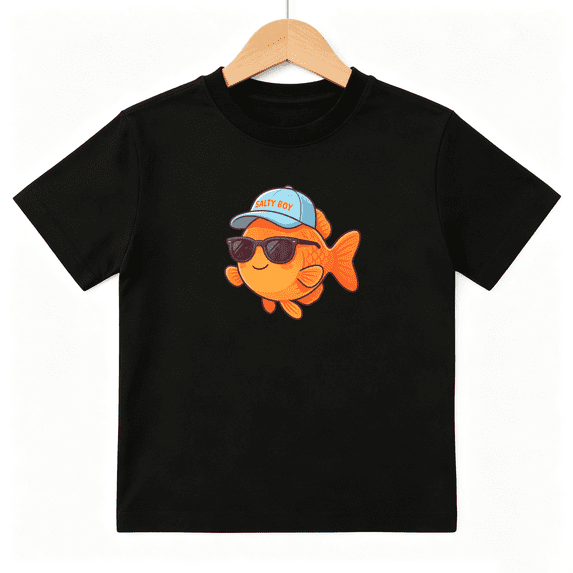 Salty Boy Goldfish Sunglasses Boys Graphic Tees Summer Beach Kids T-Shirt 100% Cotton Short Sleeve Tops Ages 4-13Y