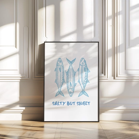 Salty But Sweet Fish Print: Coastal Kitchen Decor Unframed Paper Print