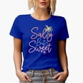 thumbnail image 1 of Salty But Sweet Quote feat. a Palm Tree Art, Beach Themed Merch Gift, Royal Blue T-Shirt, Small, 1 of 5