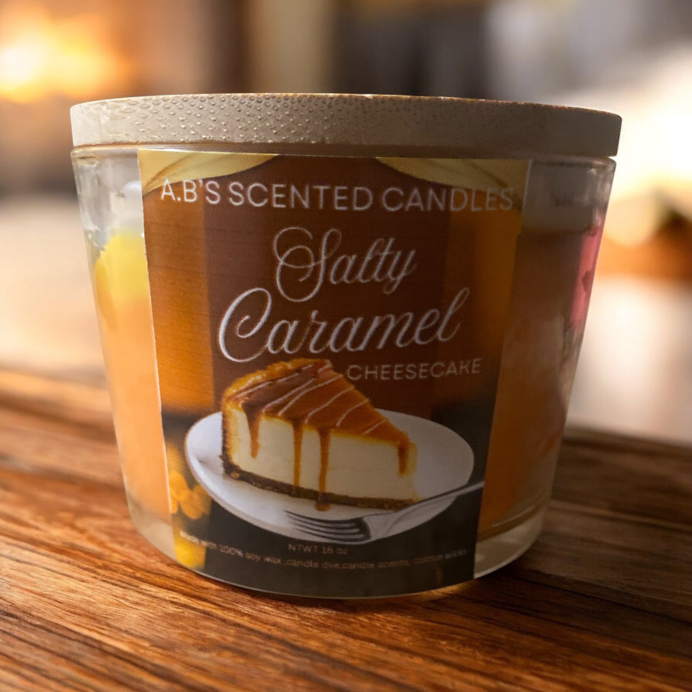 Salty Caramel Scented Candle, 100% Soy Wax, Cotton Wicks