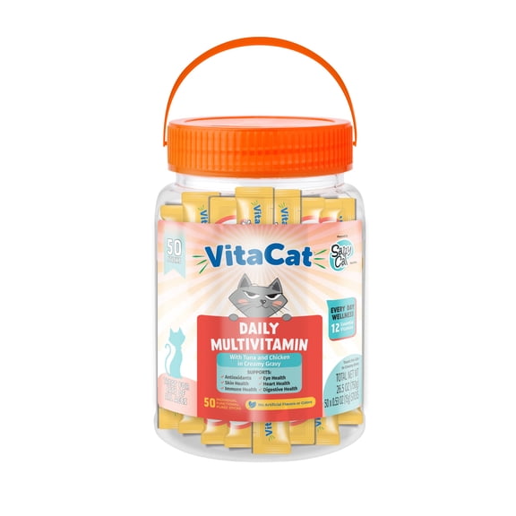 Salty Cat Multivitamin Creamy Cat Tube Treats, 15g (50-Pack Tub)