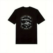SALTY CREW Graphic Men's T-Shirt - 100% Cotton, Casual Short Sleeve with Shark Design, Black, All-Season Comfort Fit
