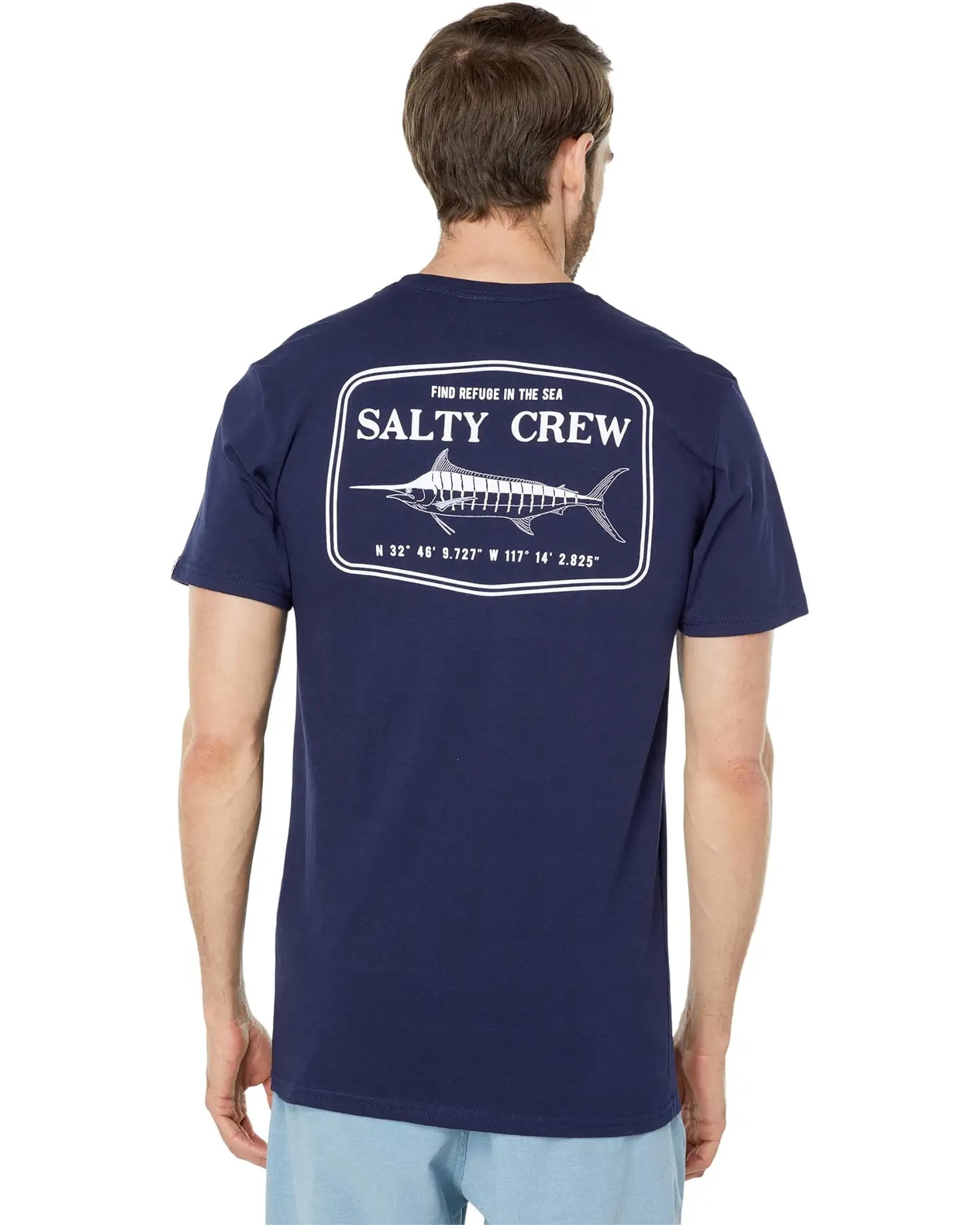Salty Crew Men's Long Sleeve T-Shirt - 100% Ringspun Cotton Surf Tee, Navy, Sun Protection Top