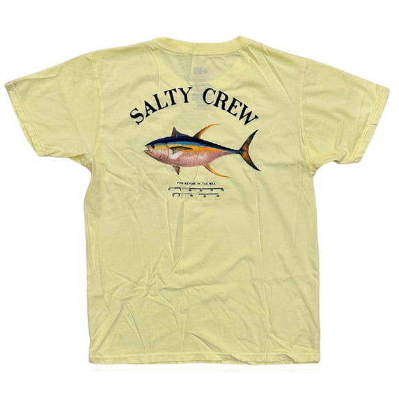 Salty Crew Women's Ahi Tuna Mount Boyfriend Relaxed Fit Premium Tee T-Shirt (Medium, Banana)