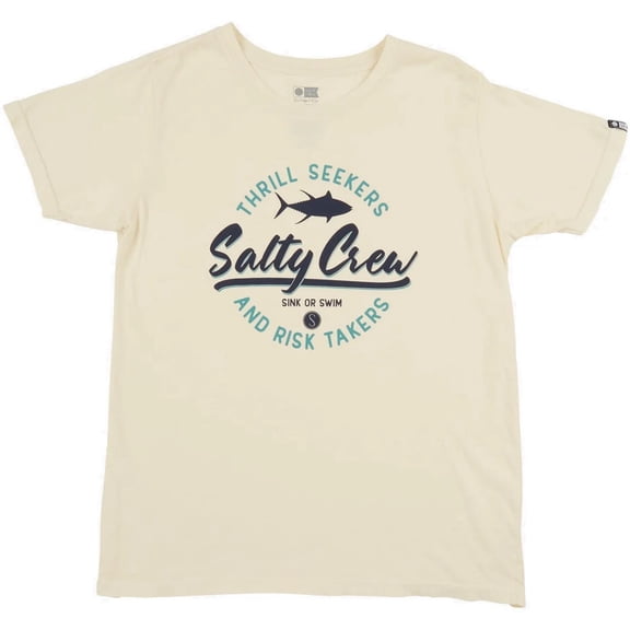 Salty Crew Women's Scripted Boyfriend Relaxed Fit Premium Tee T-Shirt (Large, Bone (Cream))