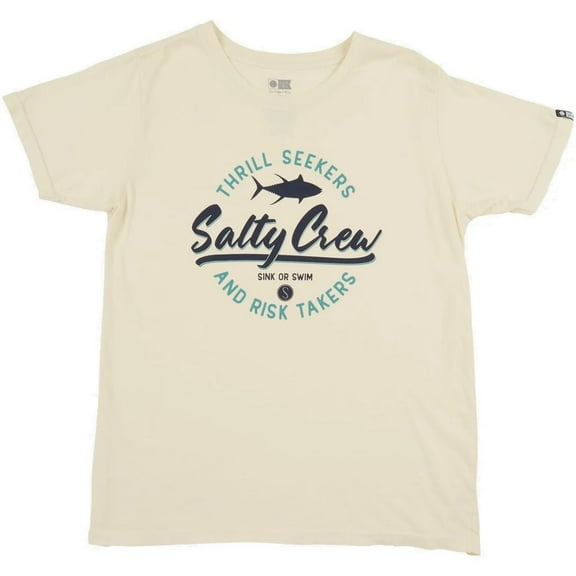 Salty Crew Women's Scripted Boyfriend Relaxed Fit Premium Tee T-Shirt (X-Small, Bone (Cream))