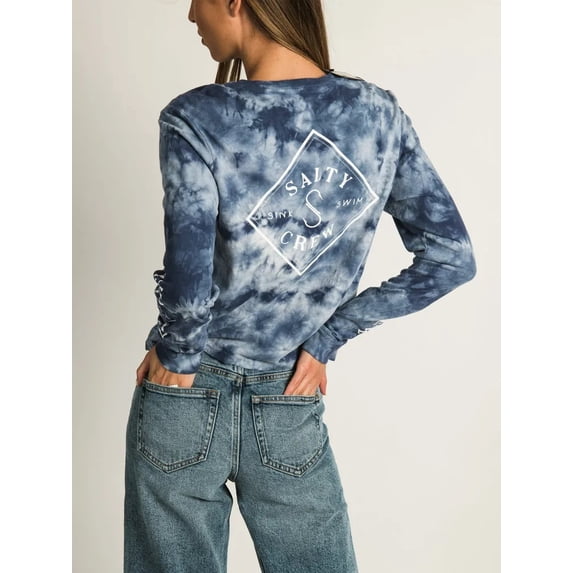 Salty Crew Women's Tippet Skimmer Long Sleeve Blue Tie Dye Tee T-Shirt (X-Small, Blue Tie Dye)