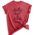 thumbnail image 1 of Salty Hair And Sandy Toes T-Shirt, Unisex Women's Men's Shirt, Beach Shirt, Vacation Shirt, Vacay Shirt, Heather Red, 3X-Large, 1 of 6