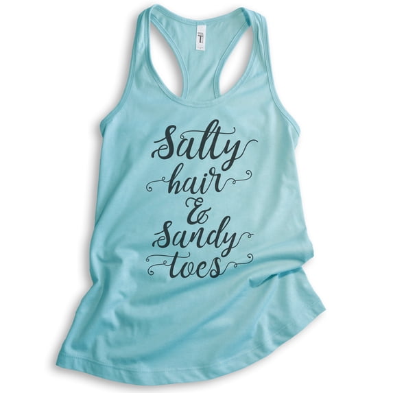 Salty Hair And Sandy Toes Tank Top, Ladies Racerback Tank Top, Beach Tank, Vacation Tank, Vacay Tank, Cancun, XX-Large