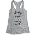 thumbnail image 1 of Salty Hair And Sandy Toes Tank Top, Ladies Racerback Tank Top, Beach Tank, Vacation Tank, Vacay Tank, Heather Gray, Medium, 1 of 3