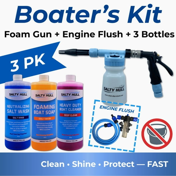 Salty Hull Boaters Kit - Foam Gun, Salt Wash, Cleaner & Soap Bundle