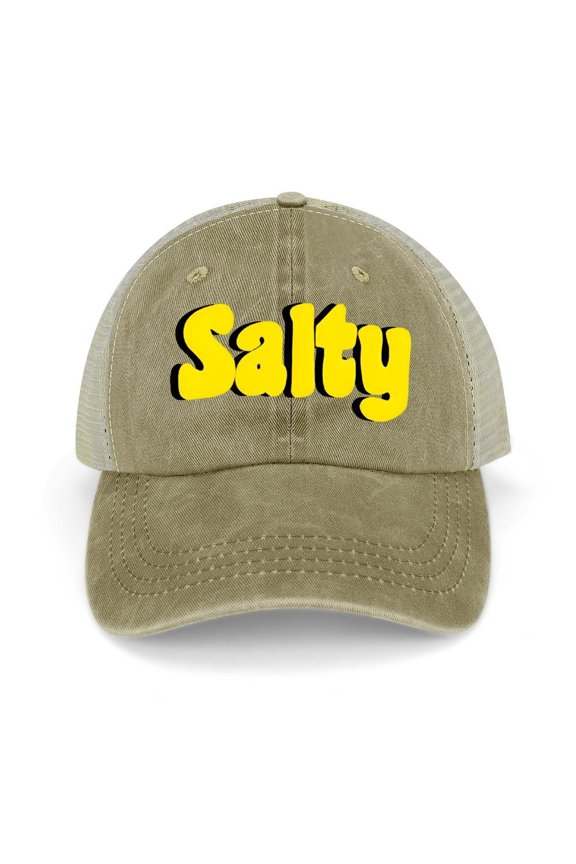 Salty Khaki Hat Adjustable Funny Fashion Unisex Baseball Cap for Men Women