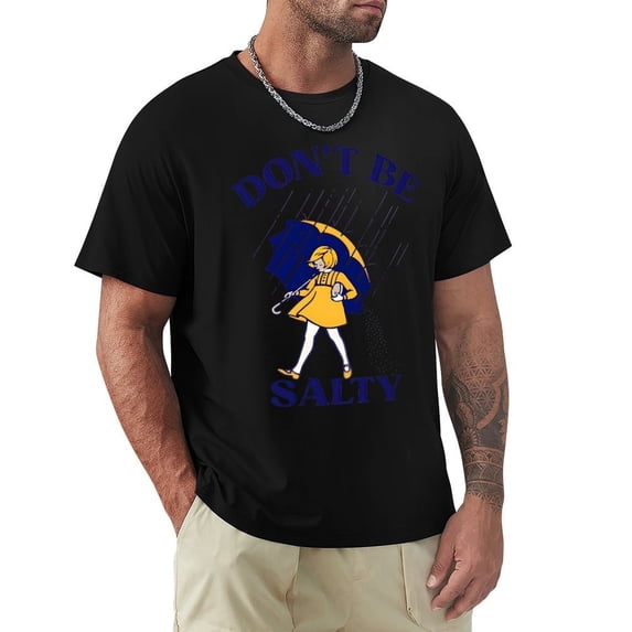 Salty Men's Cotton HD Print Short Sleeve T-Shirt Crew Neck Top Black XL