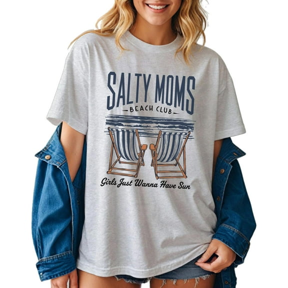 Salty Moms Beach Club T-Shirt – Girls Just Wanna Have Sun Vacation Graphic Tee