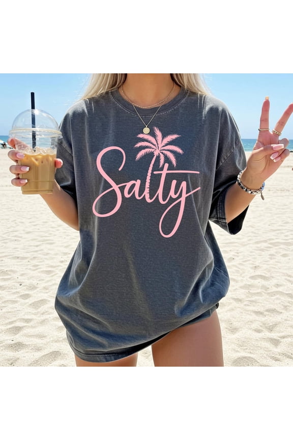 Salty Palm Tree Sweatshirt: Trendy Beach Summer Vibes