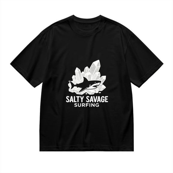 Salty Savage Surfing,shark With Crystal Print, T Shirt for Men, Vintage Graphic Tees Men, 23686722,XL