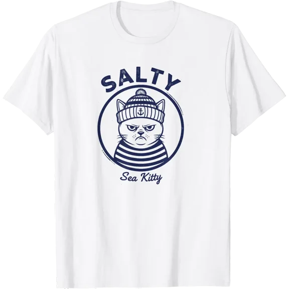 Salty Sea Kitty Nautical Sailor Cat T-Shirt