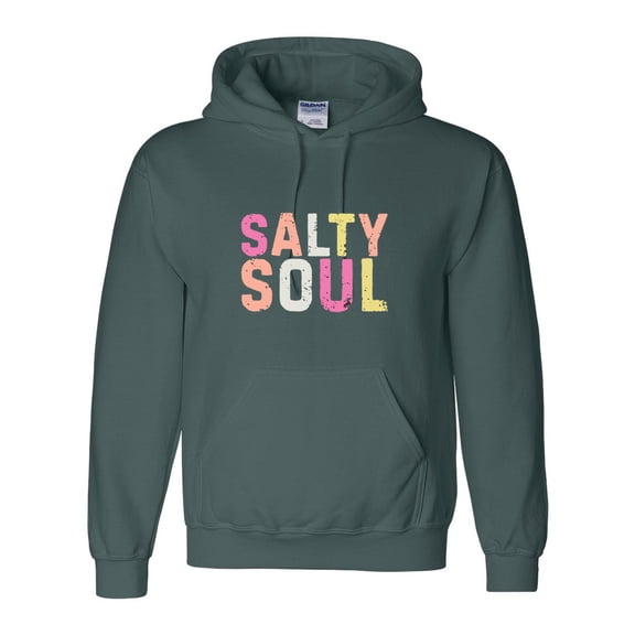 Salty Soul Summer Vibe Beach Ocean Vacation Quote Graphic Hoodie, for men & women, up to size 5XL