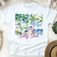 thumbnail image 1 of Salty Soul Tropical T-Shirt for Women, Coastal Beach Scene Graphic Tee, White, Size S, 1 of 6