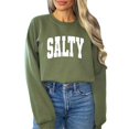 thumbnail image 1 of Salty Sweatshirt for Women, Teens & Girls Distressed Summer Beach Pullover Sweater Army Green Sweatshirt Adult X-Large, 1 of 7
