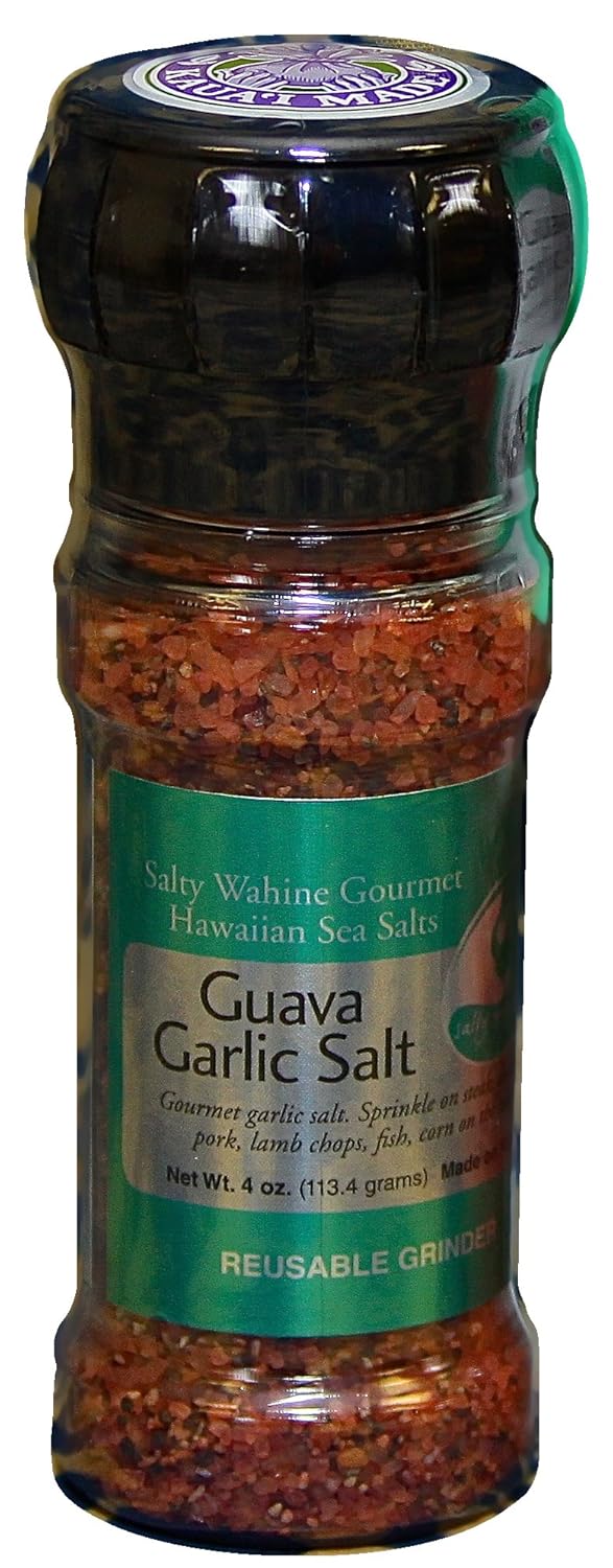 Salty Wahine Gourmet Hawaiian Sea Salts,Guava Garlic Salt 4 Ounce ...