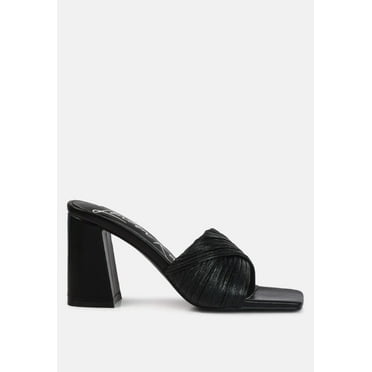 Salty You Crinkled Triangular Block Heel Sandals