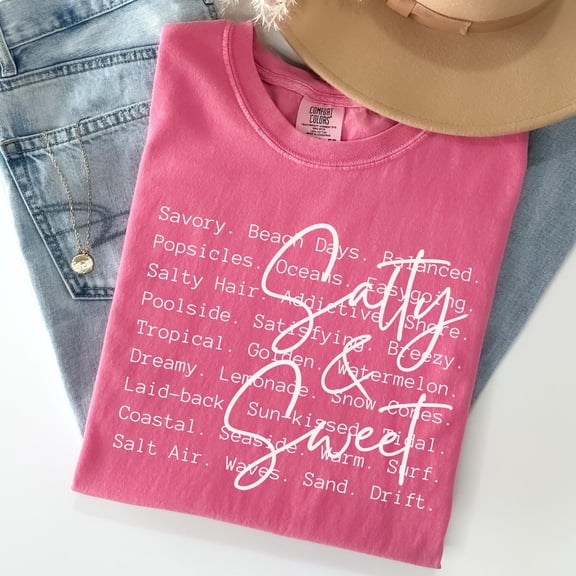 Salty and Sweet Garment-Dyed T-Shirt: Boho Summer Beach Day Definition Tee - Summer Fun Words