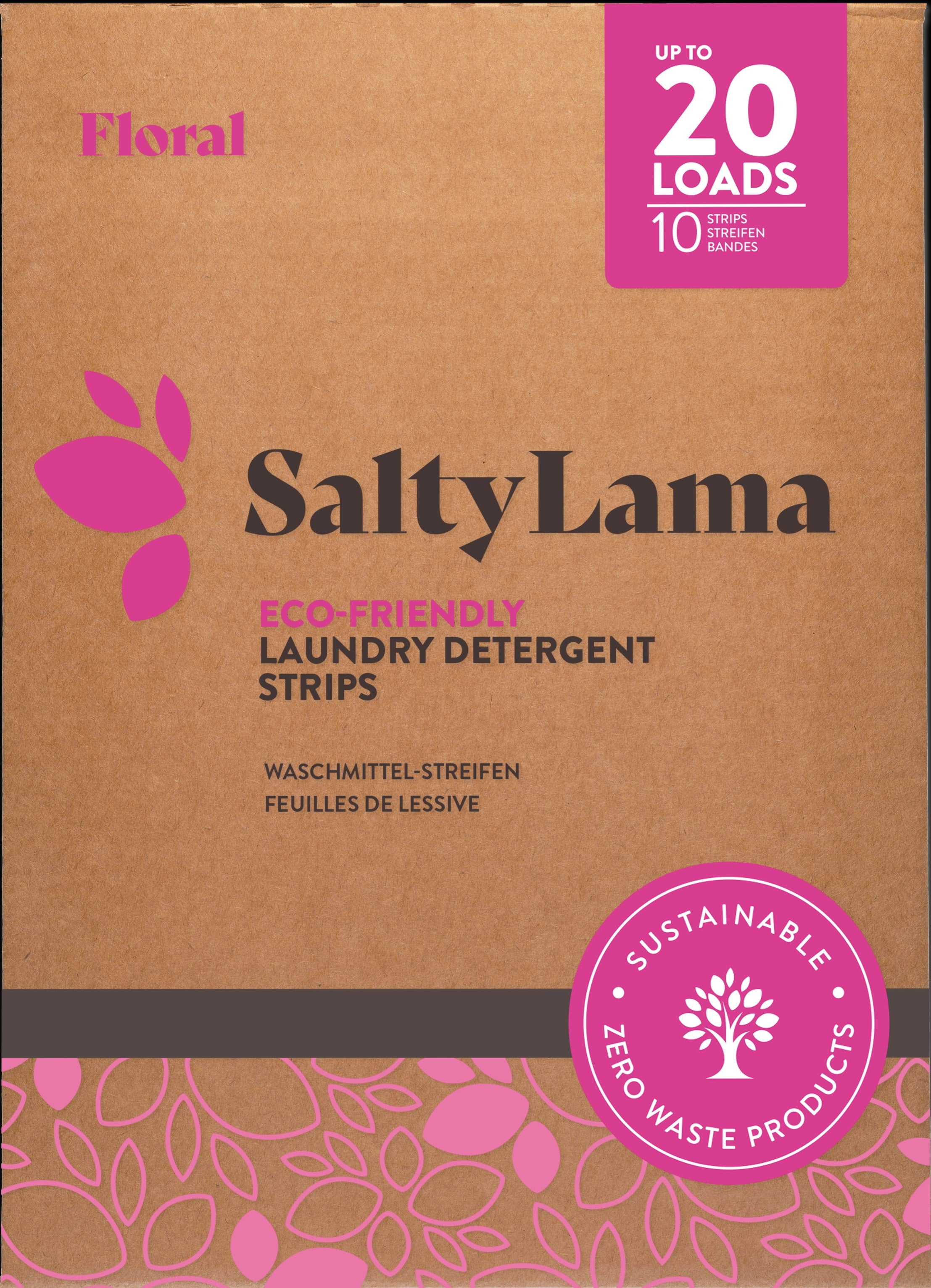 SaltyLama EcoFriendly Floral Scent Laundry Detergent Sheets, Washes up to 20 Loads