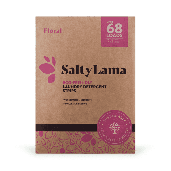SaltyLama Laundry Detergent Sheets - Eco Friendly - 34 Sheets (Up to 68 Loads), Floral Scent