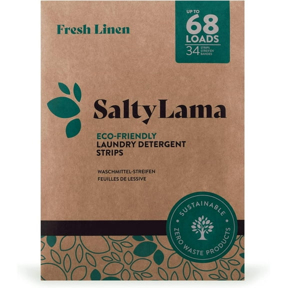 SaltyLama Laundry Detergent Sheets - Eco Friendly - 34 Sheets (Up to 68 Loads), Fresh Linen