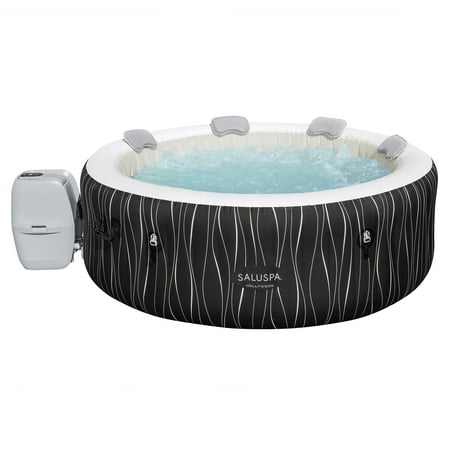 SaluSpa 77" x 26" Hollywood Luxe AirJet 6 Black Waves Round Portable Hot Tub with 6 Seats with Pump #P08411