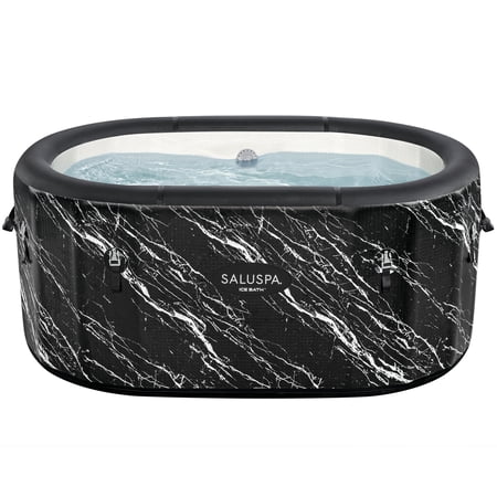 SaluSpa: Glacial Dip - Cold Plunge Inflatable Tub - 60x36x28", Black Marble, Ice Bath, FortiFiber, Polar Shield Year Round Use, Cover & Storage Bag