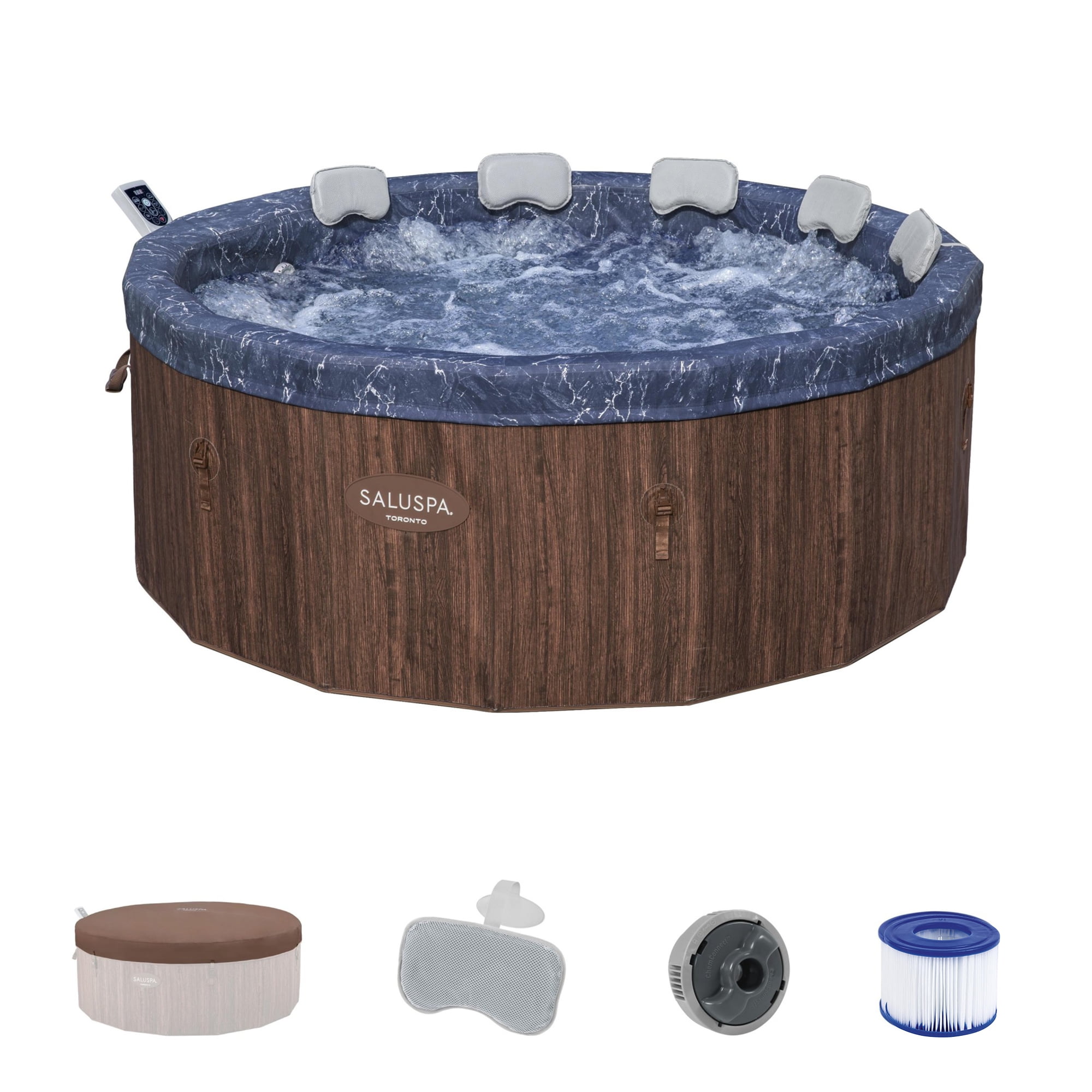 Bestway SaluSpa Toronto 5-7 Person Energy-Efficient AirJet Hot Tub, App Control, Brown