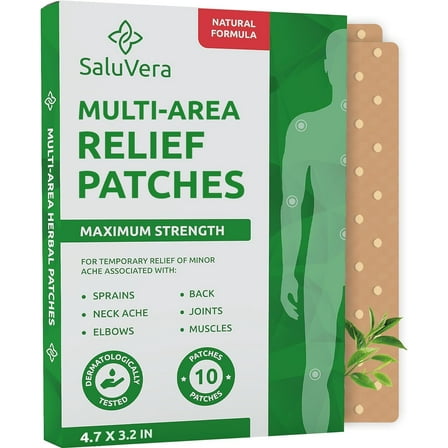 SaluVera Heat Patches for Pain Relief, Capsicum and Menthol, Muscle and Joint Soreness, 10 Pack