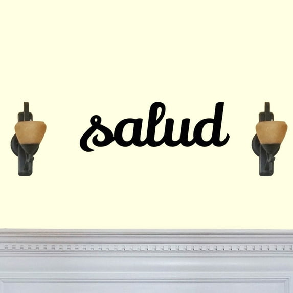 Salud Word Art Laser Cut Solid Steel Decorative Home Accent Wall Sign Hanging